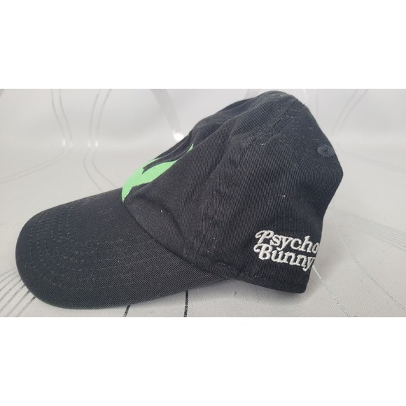 Designer Psycho Bunny Black w/ Embroidered Green Bunny Ears‎ Hat Cap Adjustable - Picture 11 of 11